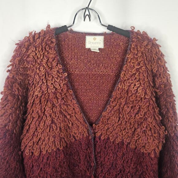 Rosanna Looped Mohair Crop Cardigan Sweater Vtg 80s Bohemian Colorful Medium - Picture 3 of 7